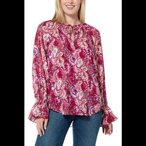 La Joie Essential Raglan-Sleeve Blouse Mulberry Painted Paisley - Regular